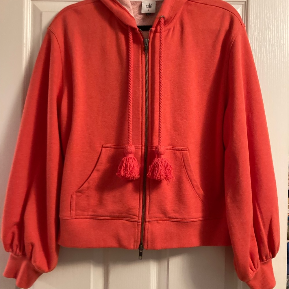 CAbi Knit Zip Jacket with Blouson Sleeves and Tassel Ties LNWT 😃